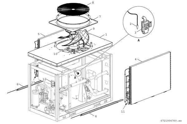 Exploded view Bosch Compress 3000 AWP (CS3000AWP 24 PC): Fan and heat exchanger