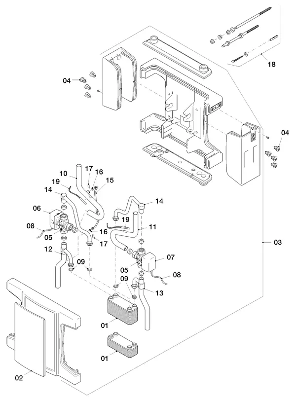 Exploded view Vaillant flexoTHERM VWF 157/4: Wisselaar