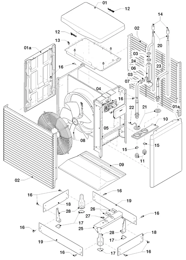 Exploded view Vaillant flexoTHERM VWF 197/4: Outdoor unit