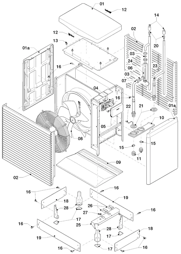 Exploded view Vaillant flexoTHERM VWF 58/4: Outdoor unit
