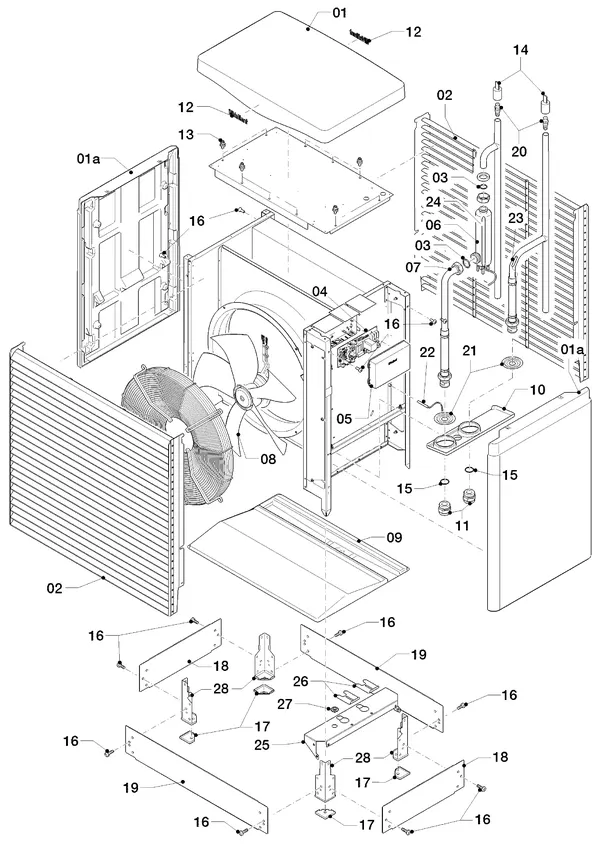 Exploded view Vaillant flexoTHERM VWF 88/4: Outdoor unit