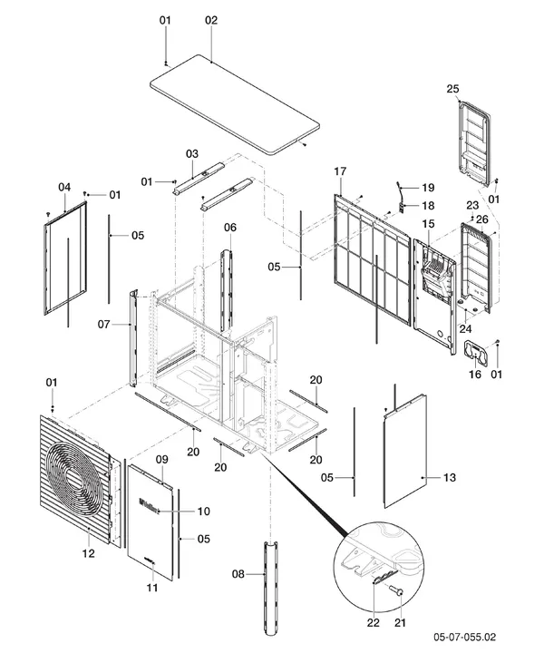 Exploded view Vaillant aroTHERM VWL 55/6 A: Casing parts