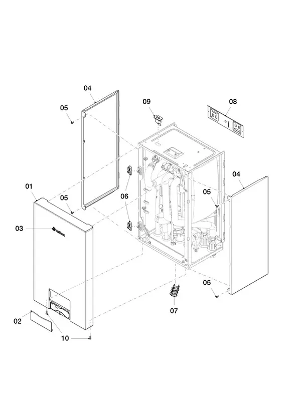 Exploded view Vaillant aroTHERM Split plus VWL 57/8.2 IS: Manteldelen