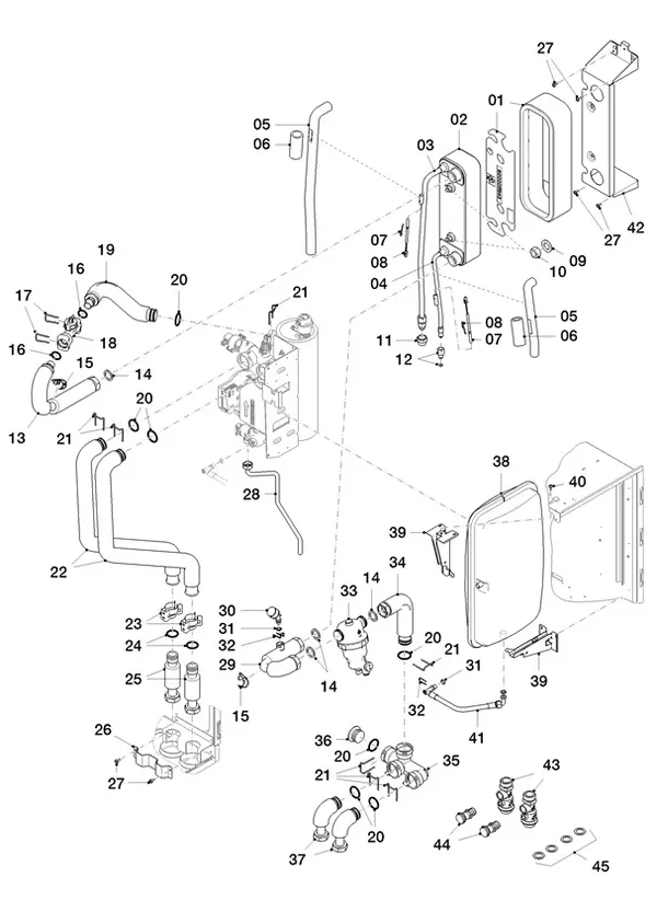 Exploded view Vaillant aroTHERM Split plus VWL 77/8.2 IS: Hydraulic parts