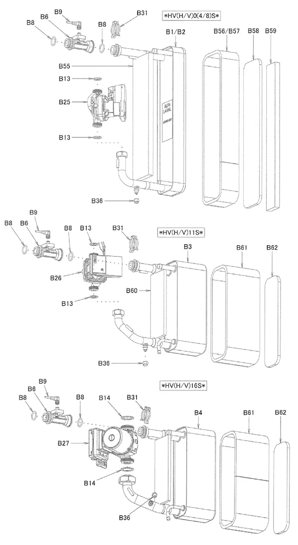 Exploded view Daikin EHVX08S18CB3V | floor-standing 8kW: Pump