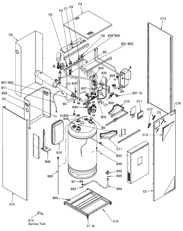 Exploded view Daikin EHVX11S18CB3V | LT indoor unit: Casing