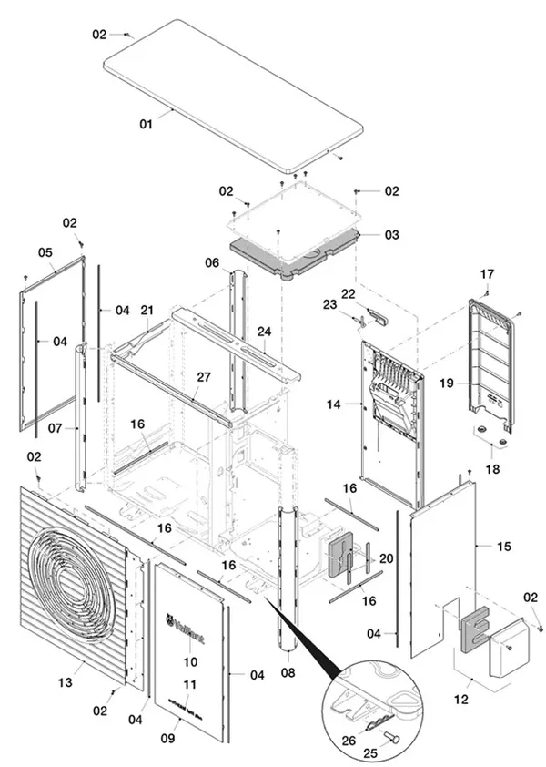 Exploded view Vaillant aroTHERM Split plus VWL 35/8.2 AS 230V: Casing parts