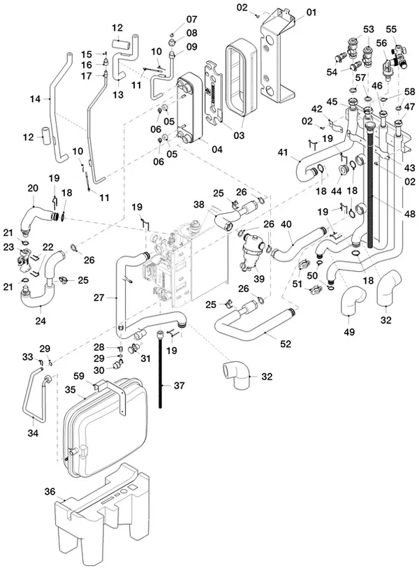 Exploded view Vaillant aroTHERM Split plus VWL 78/8.2 IS C2: Hydraulic parts