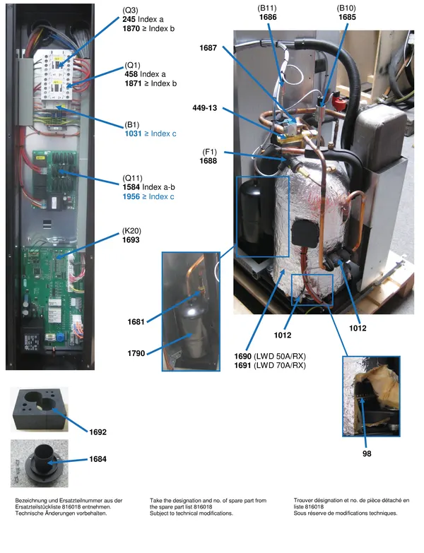 Exploded view Alpha Innotec LWD 50-70A-RX: Outdoor unit