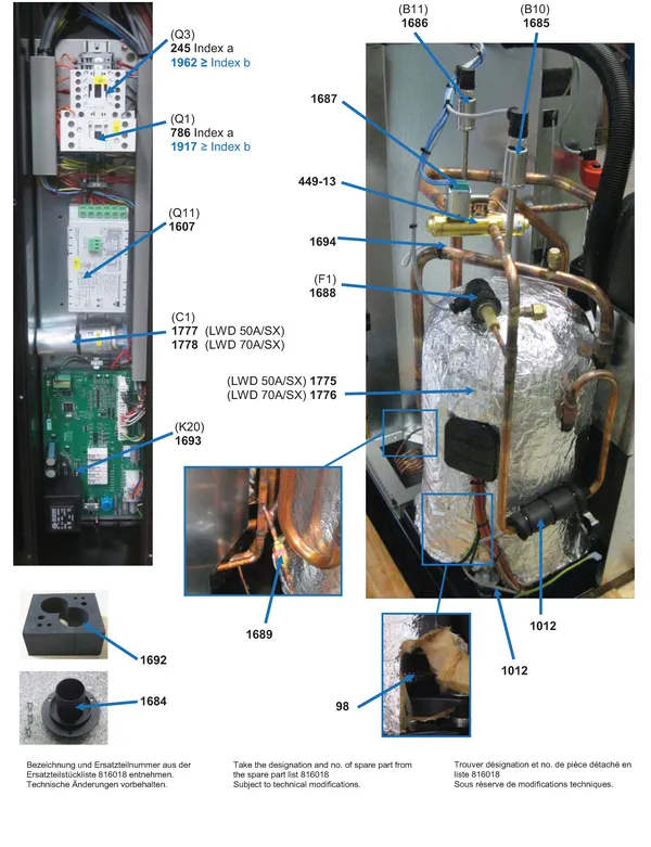 Exploded view Alpha Innotec LWD 50-70A-SX: Outdoor unit