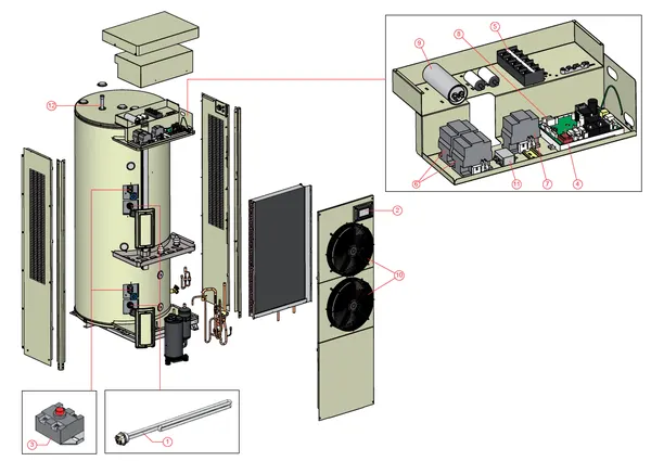 Exploded view A.O. Smith CAWH-8-455-9: Overview