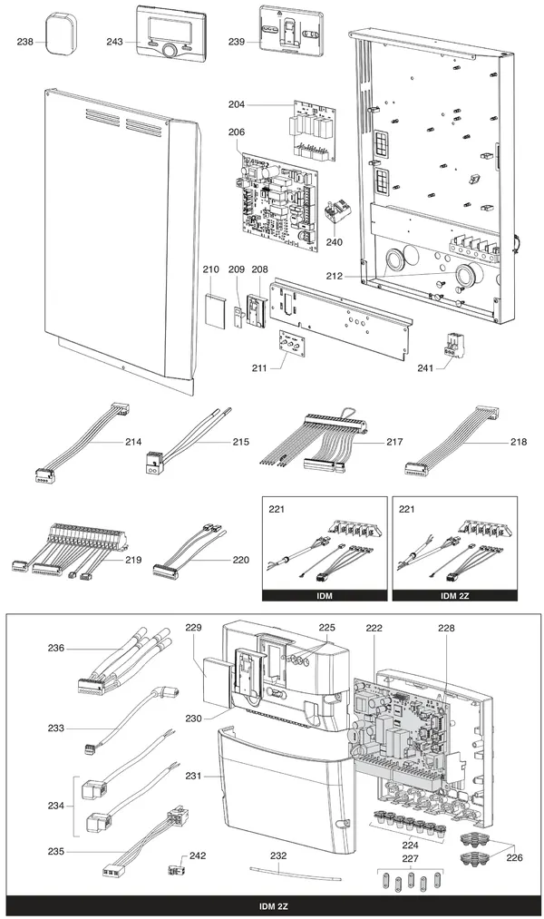 Exploded view Atag IDM-L | binnenunit wand: Elektrische componenten