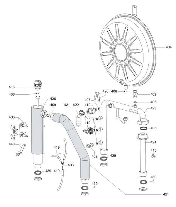 Exploded view Atag IDM-L | binnenunit wand: Hydraulische componenten