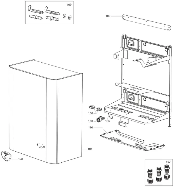 Exploded view Atag IDM-L | binnenunit wand: Mantel