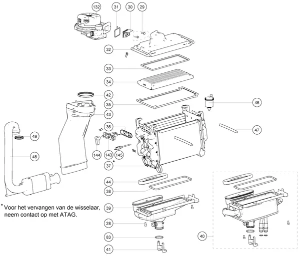 Exploded view Atag i36CZ iCon2: Warmteblok