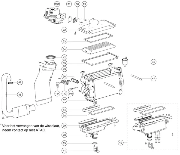 Exploded view Atag P35EC iCon2: Warmteblok
