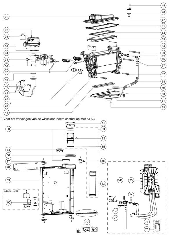 Exploded view Atag A244C | vanaf 2008 tot 11-2009 OSS2: Wisselaar