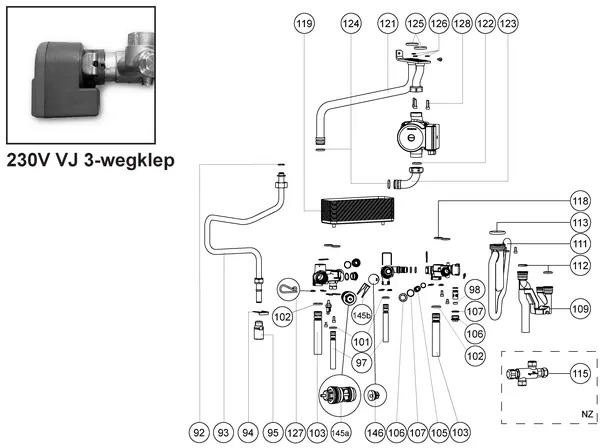 Exploded view Atag A285C | from 2017 OSS2: 230v vj 3 wegklep