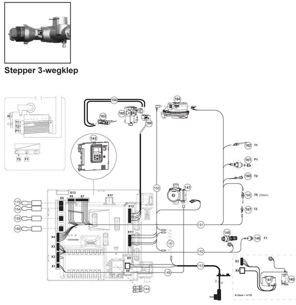Exploded view Atag A285C | from 2017 OSS2: Stepper 3 wegklep