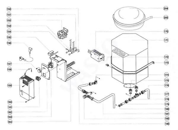 Exploded view Atag Blauwe Engel HR 39: Water side