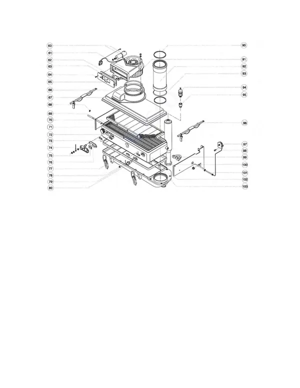 Exploded view Atag Blauwe Engel HR 39: Heat exchanger