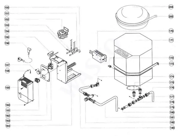 Exploded view Atag Blauwe Engel HR 45: Water side