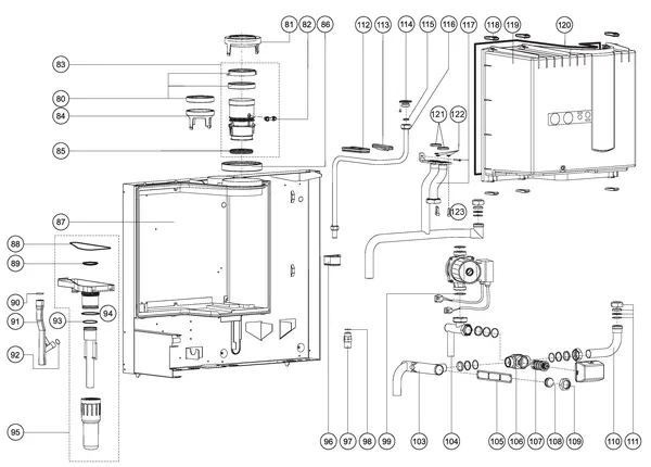 Exploded view Atag Blauwe Engel SHR 51: Achterwand
