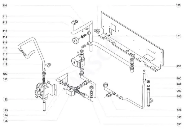 Exploded view Atag Blauwe Engel VR 30 T: Leidingen