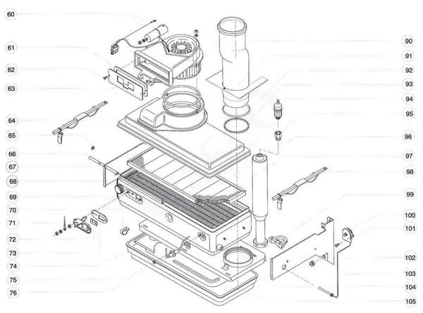 Exploded view Atag Blauwe Engel VR 48: Heat exchanger