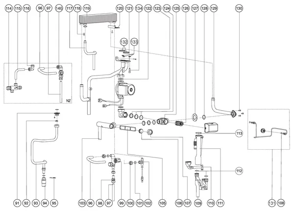 Exploded view Atag Enigma SHR 24/32Ti Comfort: Waterzijdig