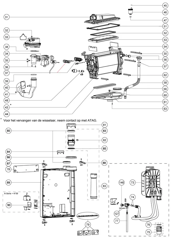 Exploded view Atag E264C | from 8-2009 OSS2: Heat exchanger