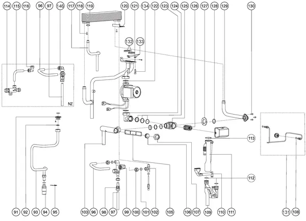 Exploded view Atag E32C | tot 2009 OSS2: Waterzijdig