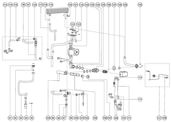 Exploded view Atag Perfect Intelligence PF-SHR 24/32Ti: Pipes