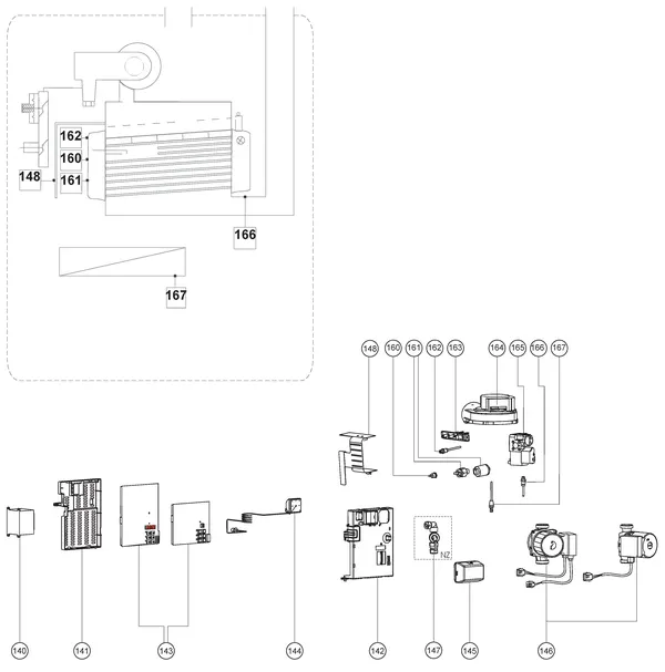 Exploded view Atag Perfect Intelligence PF-SHR 24Ti: Elektra