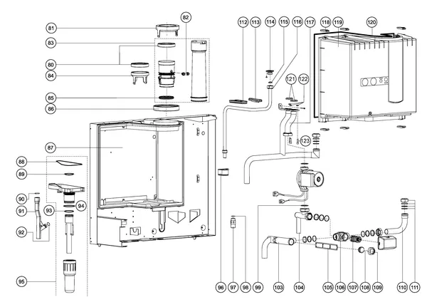 Exploded view Atag Q38C | from 2005 OSS2: Pipes
