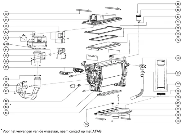 Exploded view Atag Q38C | from 2005 OSS2: Heat exchanger