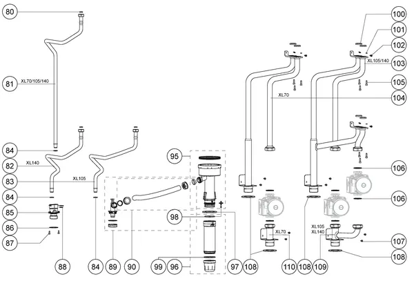 Exploded view Atag XL70 | from 2012 OSS4: Pipes