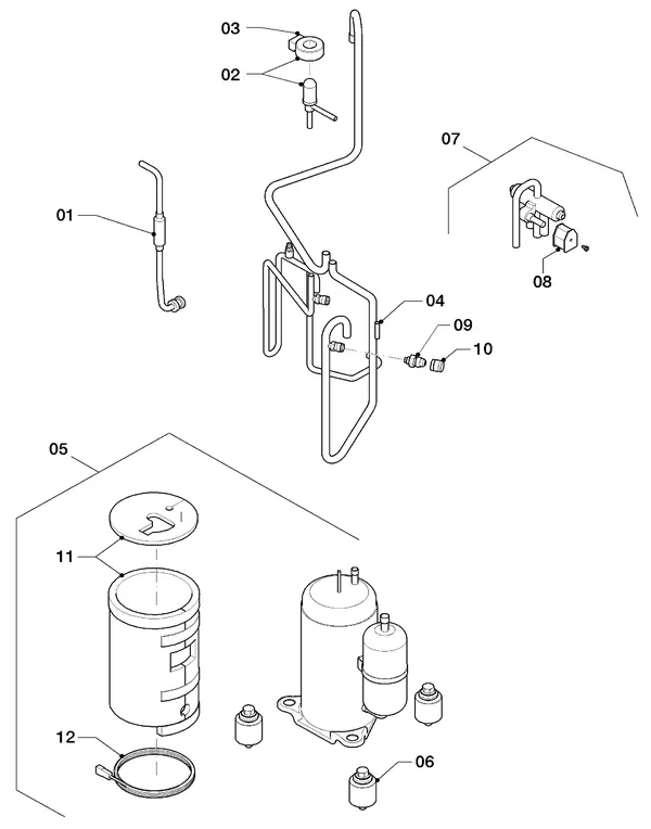 Exploded view AWB GeniaAir RM05/1: Refrigerant circuit parts