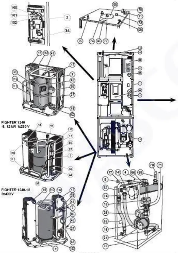 Exploded view Nibe Fighter 1240: Overview
