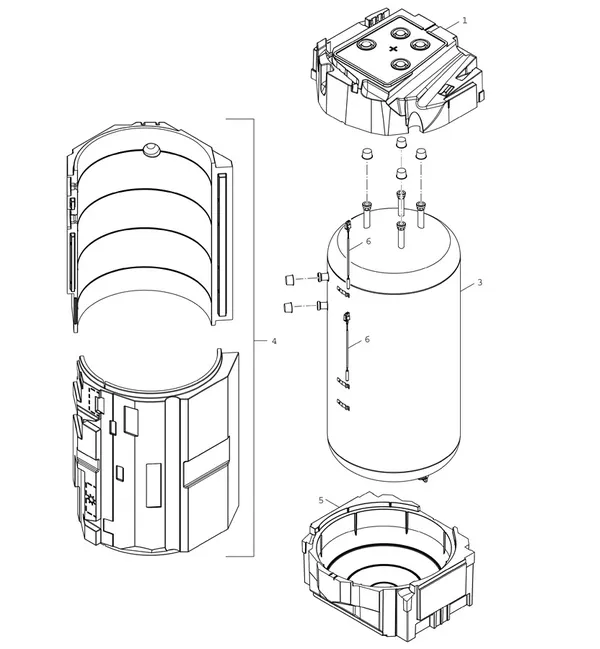Exploded view Bosch Compress 7001i LWMF 8: Water heater