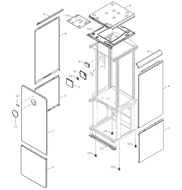 Exploded view Bosch Compress 7001i LWMF 8: Appliance casing – HMI