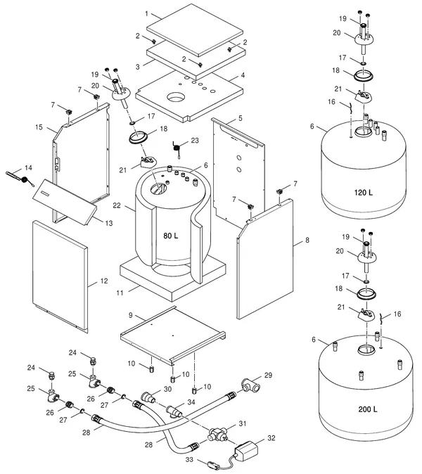 Exploded view Bosch EBU 200: Totaaloverzicht