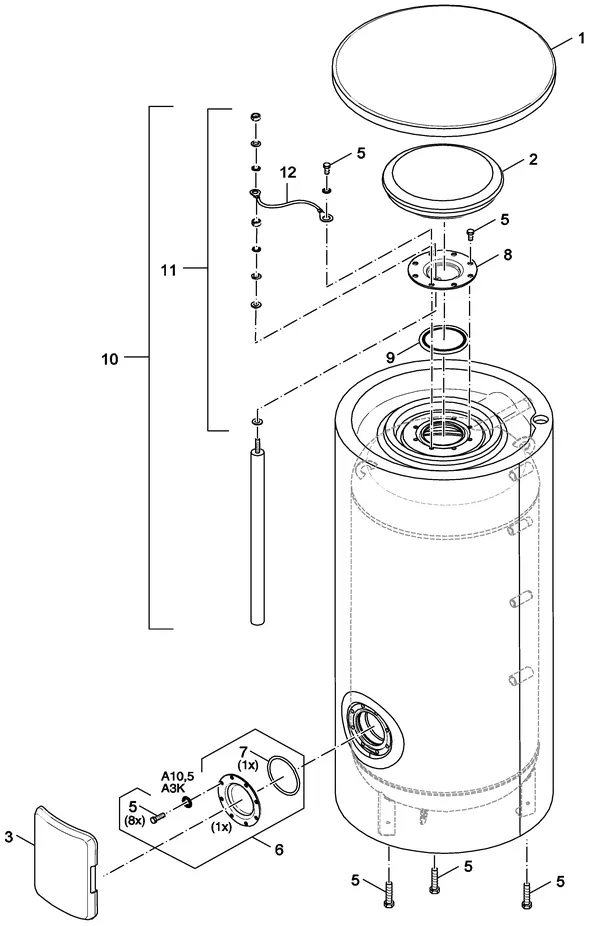 Exploded view Buderus (Bosch) SF400/5: Water heater