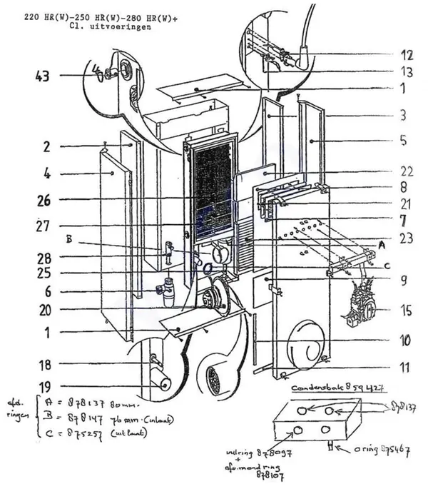 Exploded view Intergas Comfortline 250 HRW: Burner gas valve fan