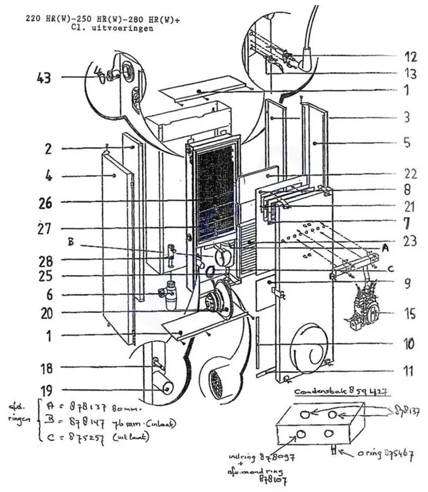 Exploded view Intergas Comfortline 280 HRW: Brander gasblok ventilator