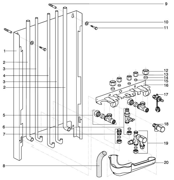 Exploded view Intergas Kombi Kompakt HRE 28/24: Bovenaansluitset