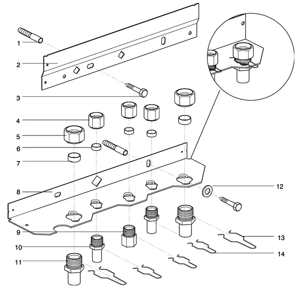 Exploded view Intergas Kombi Kompakt HRE 28/24: Montagebeugel