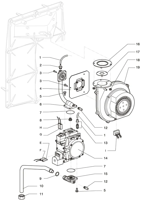 Exploded view Intergas Kompakt Solo HR 22: Gasstraat 1 9 tot 31 december 2005