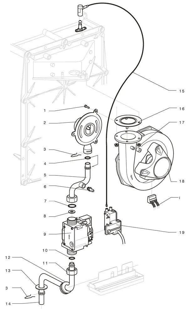 Exploded view Intergas Kombi Kompakt Tap HR 22: Gasstraat 1 1 vanaf januari 2006