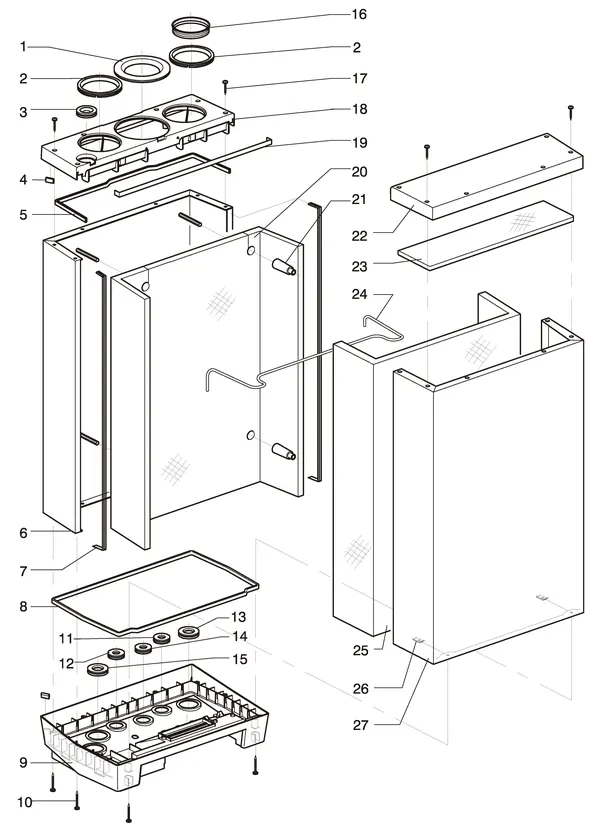 Exploded view Intergas Kombi Kompakt Tap HR 22: Mantel